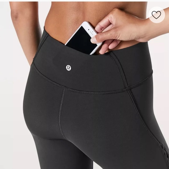 Lululemon Love Knot High Rise Capris Black Hidden Pocket Mesh Panels Size 6 - Picture 12 of 14